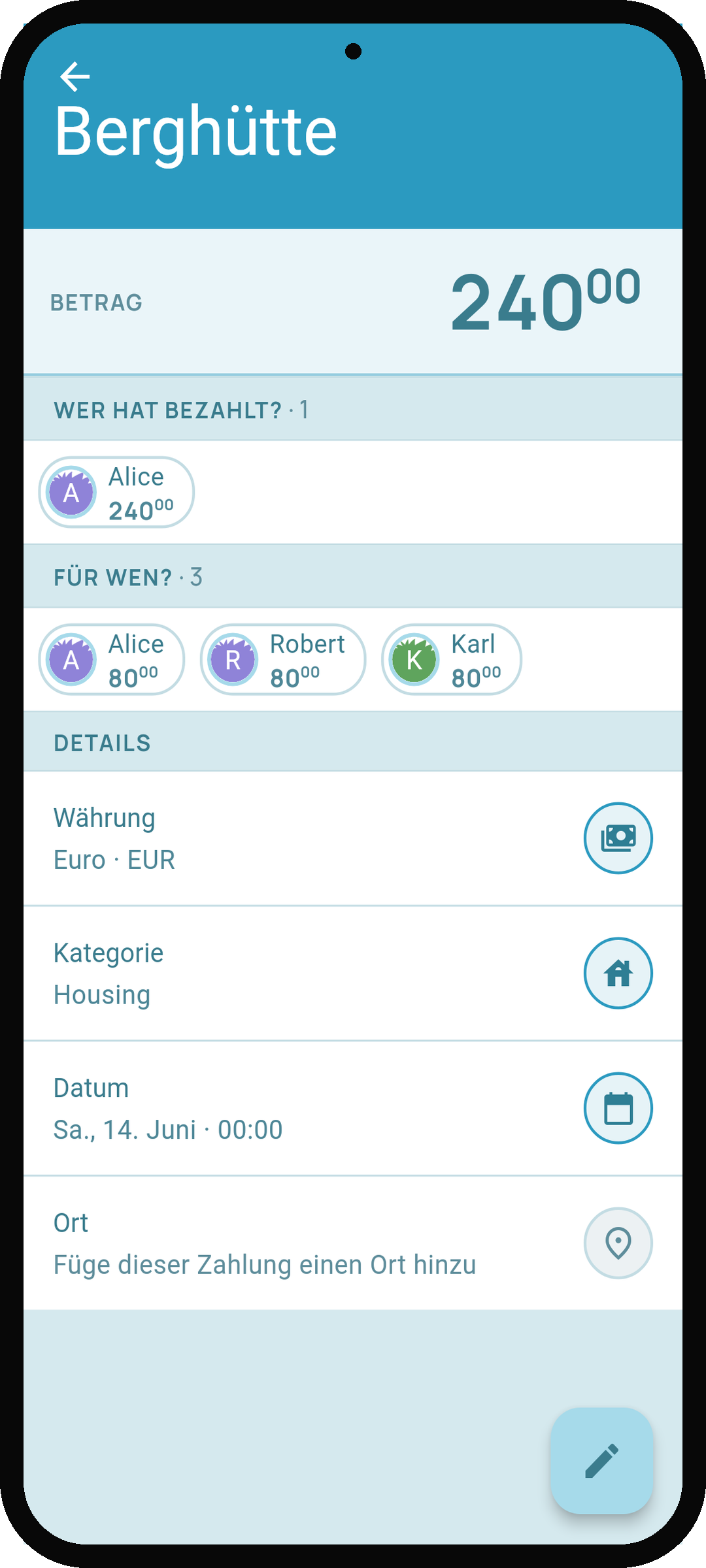 Debtster-Zahlungsdetail